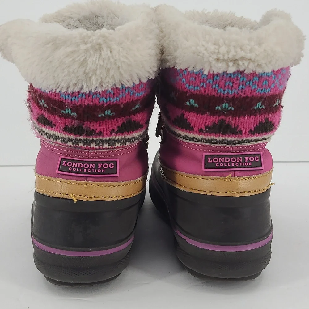 London Fog 11 pink black tan turquois white fuzzy warm lace up winter snow boots